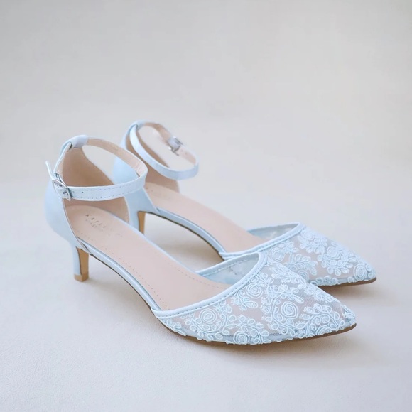Shoes - NWT Kailee P Crochet Lace Pointy Toe Wedding Low Heels